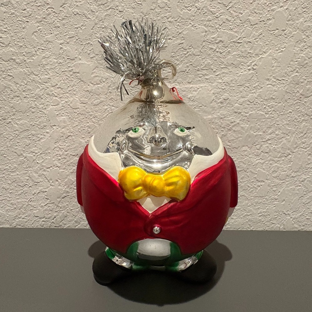 Vintage Department 56 Mercury Glass Humpty Dumpty Christmas Ornament -USED